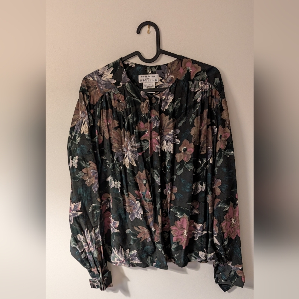 Rena Rowan Floral Button Down Shirt - Black and Pink